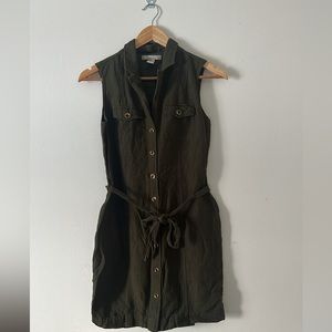 Banana Republic Button Front Army Green Dress